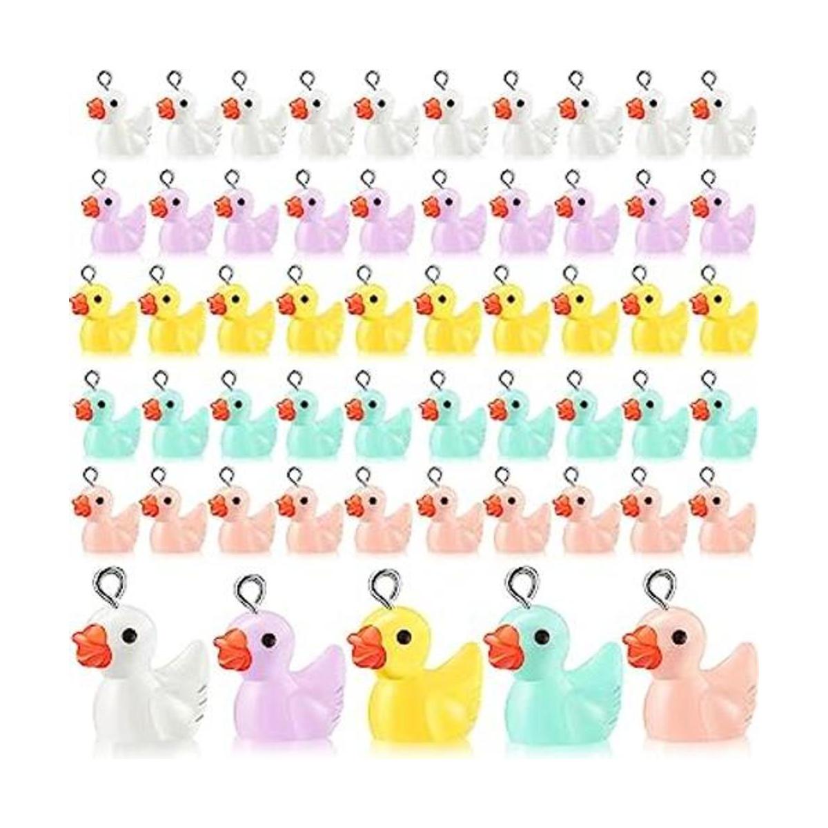 60 dijes de pato pequeños con forma de pato de resina