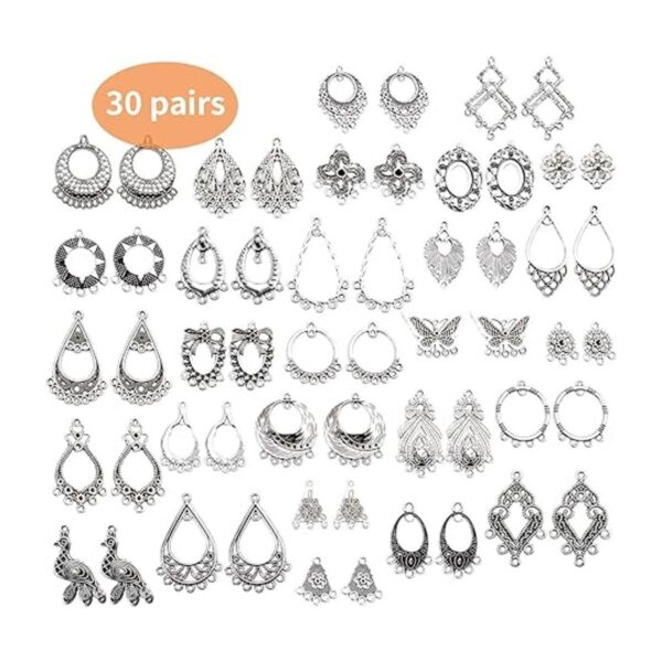 60 piezas 30 pares de pendientes de araña de plata