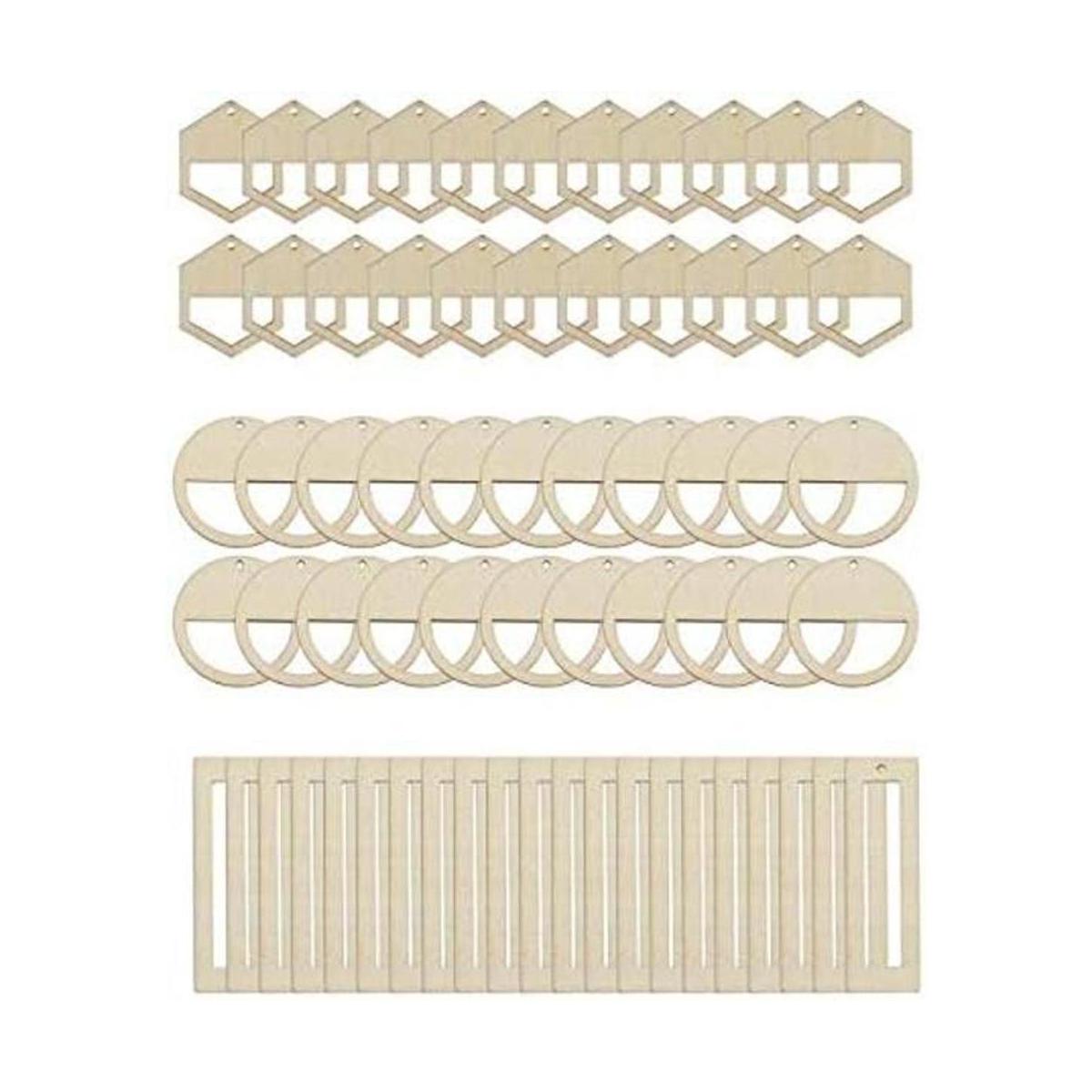 60 piezas DIY pendientes de madera sin terminar en blanco