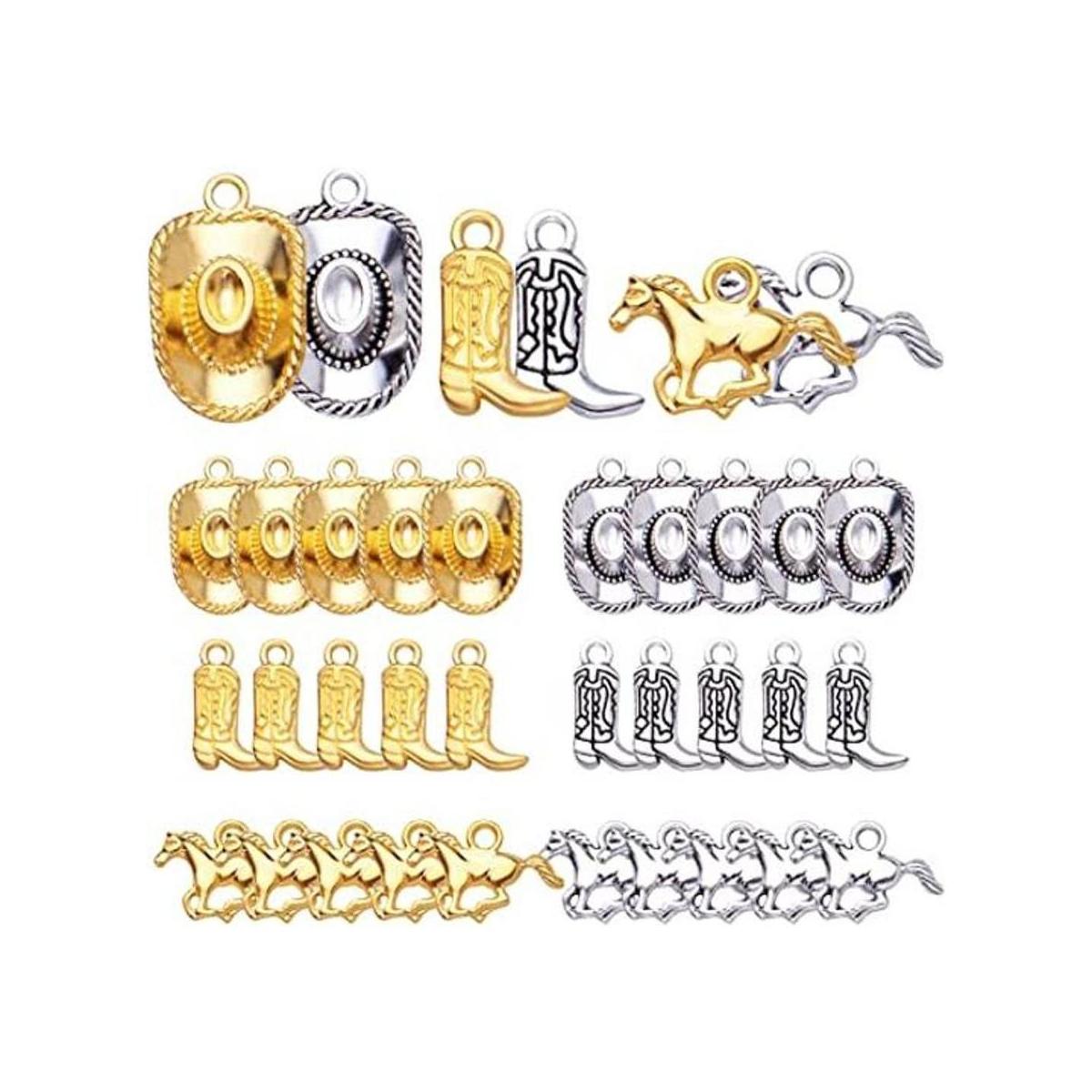 60pcs 3 estilos Western Cowboy Charms de aleación tibetana