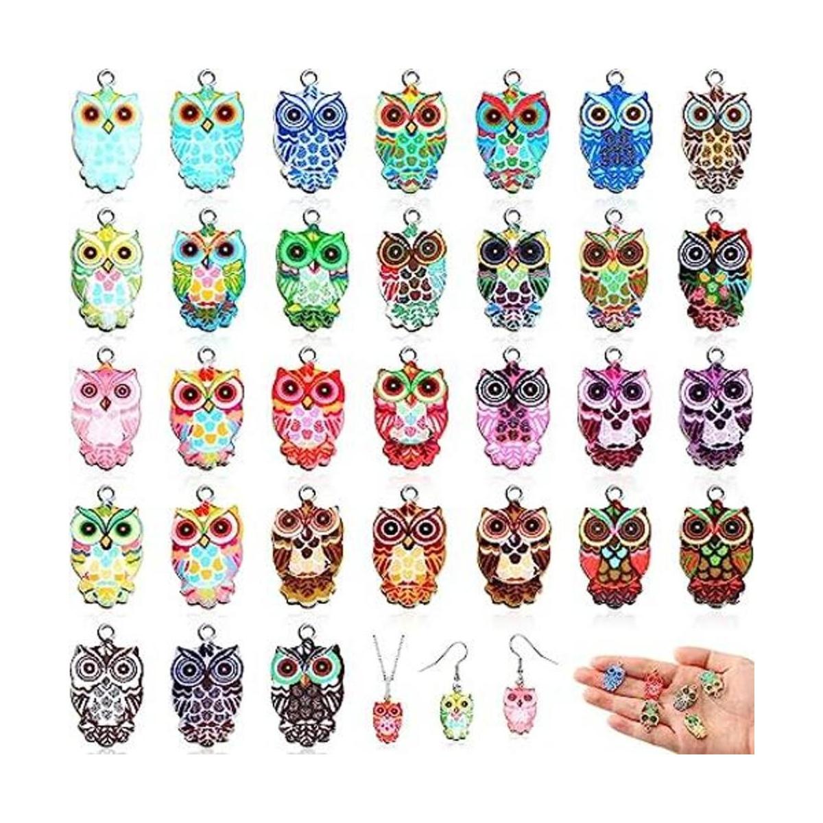 62 dijes de esmalte de búho de Halloween para hacer joyas
