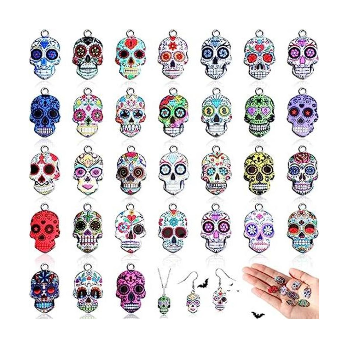 62 dijes de calavera de Halloween para el día de los