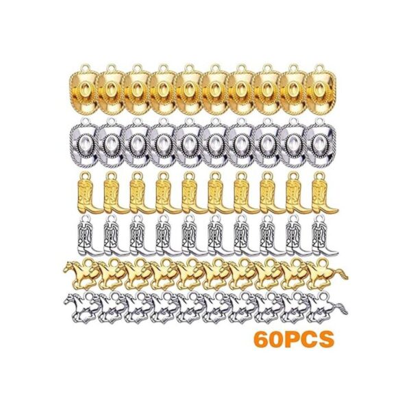 60pcs 3 estilos Western Cowboy Charms de aleación tibetana