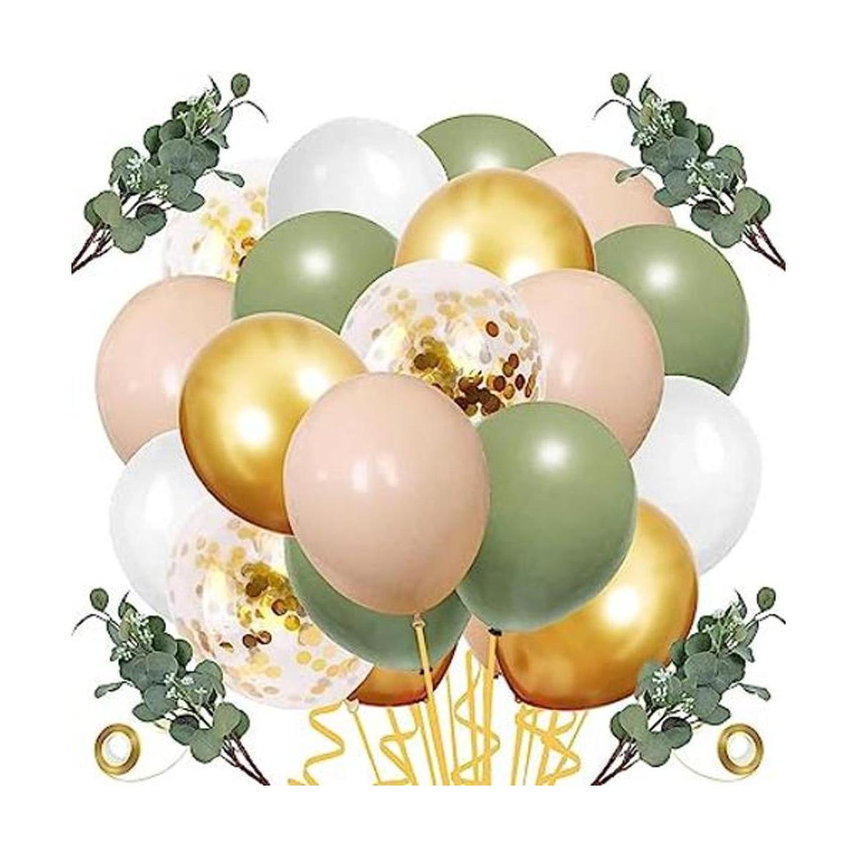 64 globos artificiales de hojas de eucalipto verde salvia