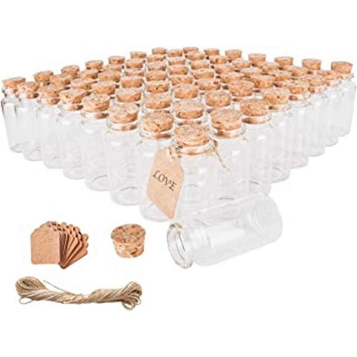 64 botellas de vidrio con tapones de corcho de 1.0 fl oz