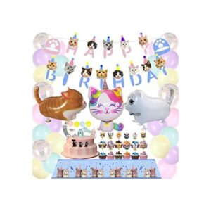 63 piezas de decoración de fiesta de gato feliz