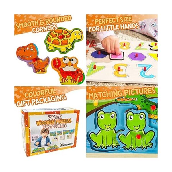 7 Pack Wooden Puzzles for Toddlers 2 3 4 5 Years Old 7_5