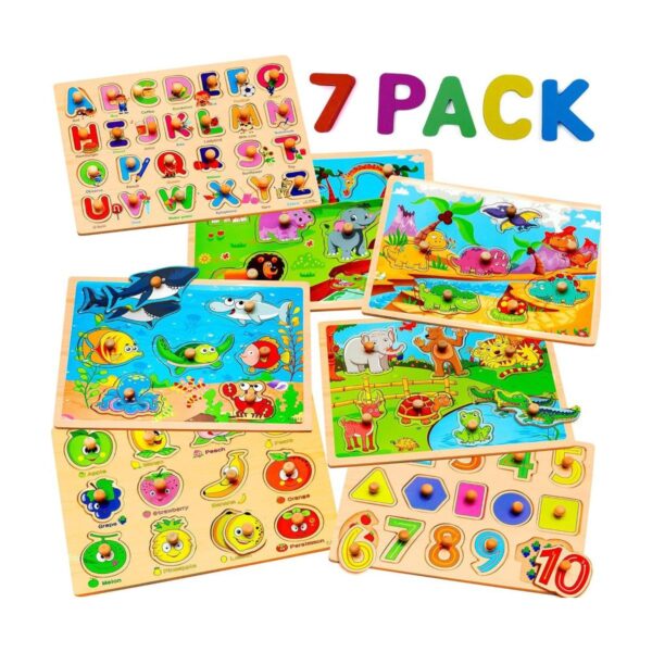 7 Pack Wooden Puzzles for Toddlers 2 3 4 5 Years Old 7_1