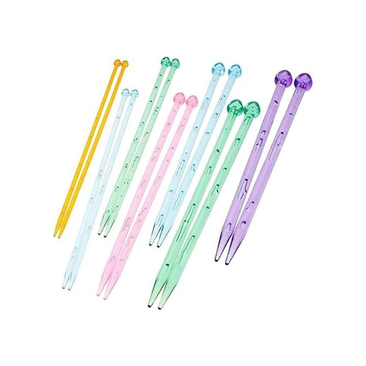 7 pares de agujas de tejer de cristal de plástico
