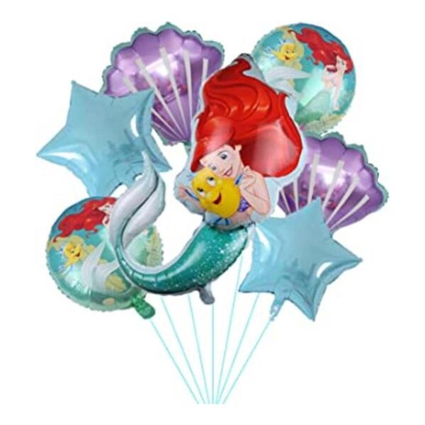 7 globos de aluminio de princesa sirena para niñas y_1