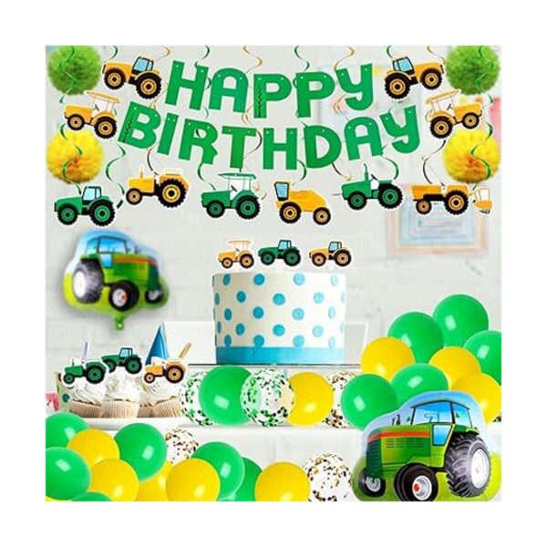76 suministros de fiesta con temática de tractor verde con_6