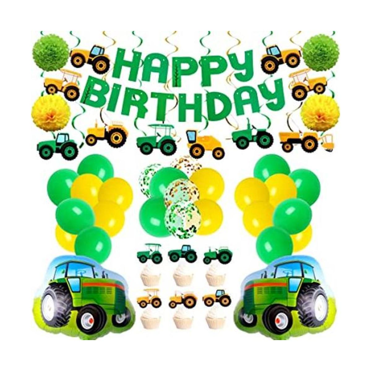 76 suministros de fiesta con temática de tractor verde con