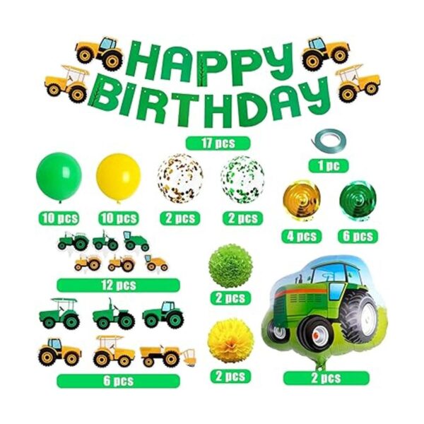 76 suministros de fiesta con temática de tractor verde con_3