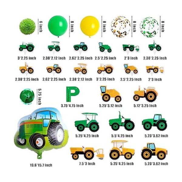 76 suministros de fiesta con temática de tractor verde con_2