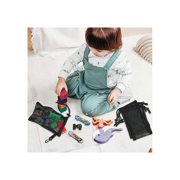 8 bolsas de malla negra con cordón con clips bolsas de