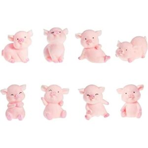 8 figuras de cerdo en miniatura decoración de pastel de_1