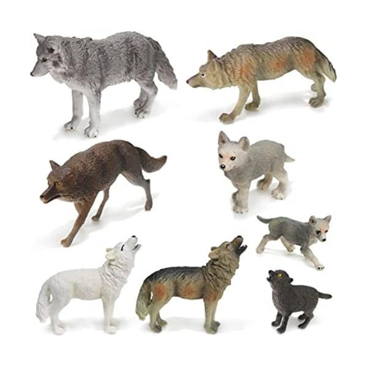 8 figuras de lobo de juguete de 8 piezas figuras de