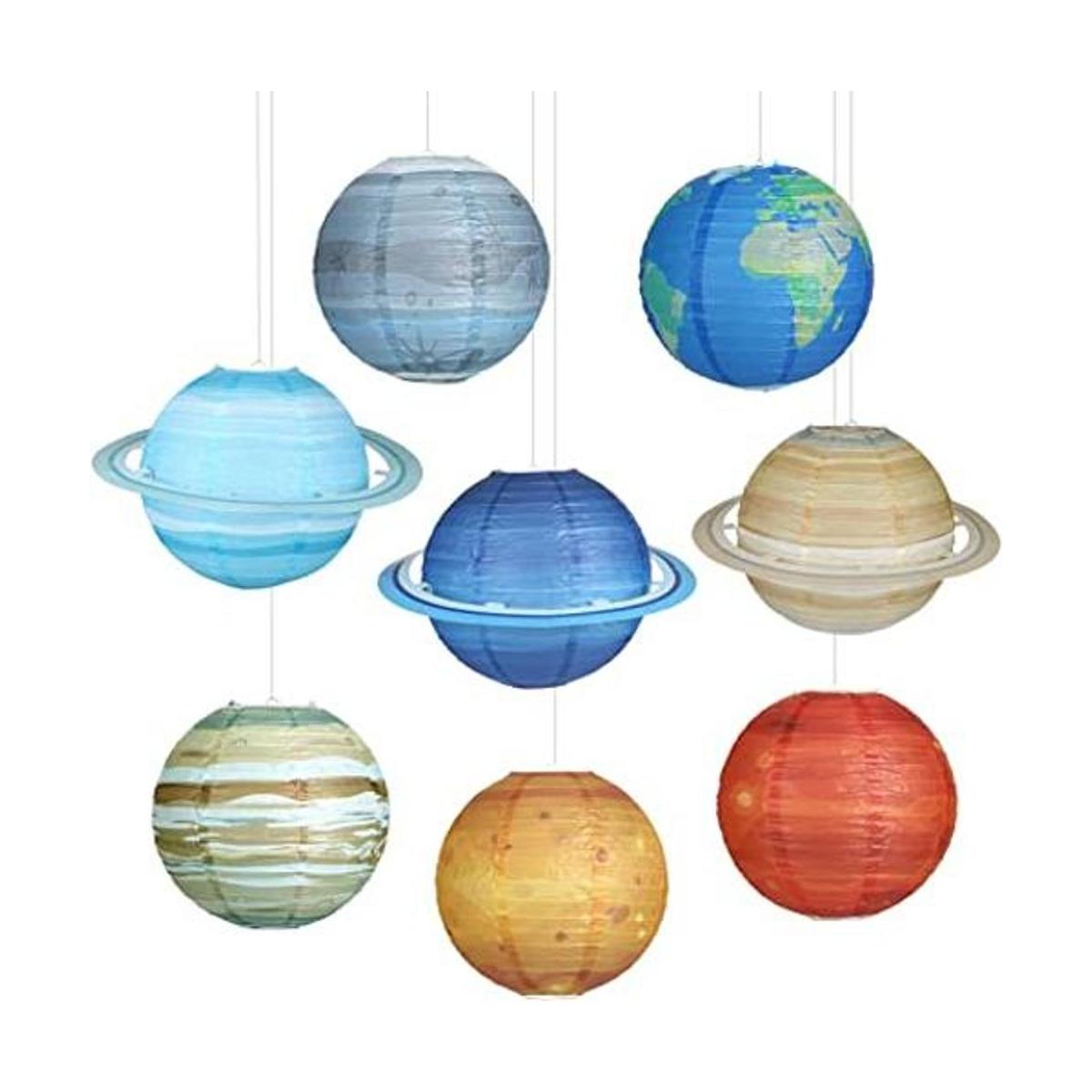 8 linternas de papel planeta decoraciones de fiesta del