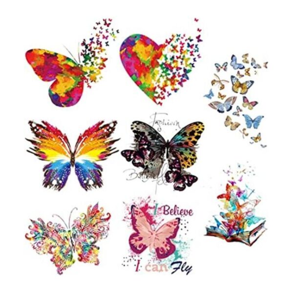 8 hojas grandes coloridas de mariposas para planchar con_1