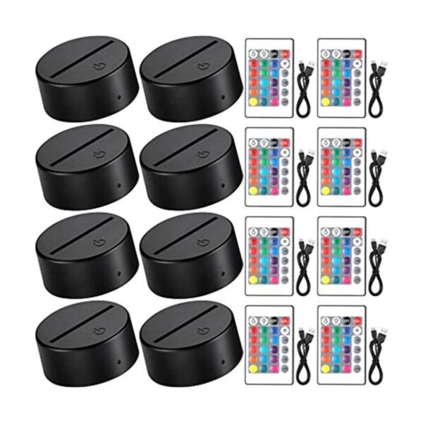 8 piezas de luz LED nocturna 3D base de luz LED base de_1