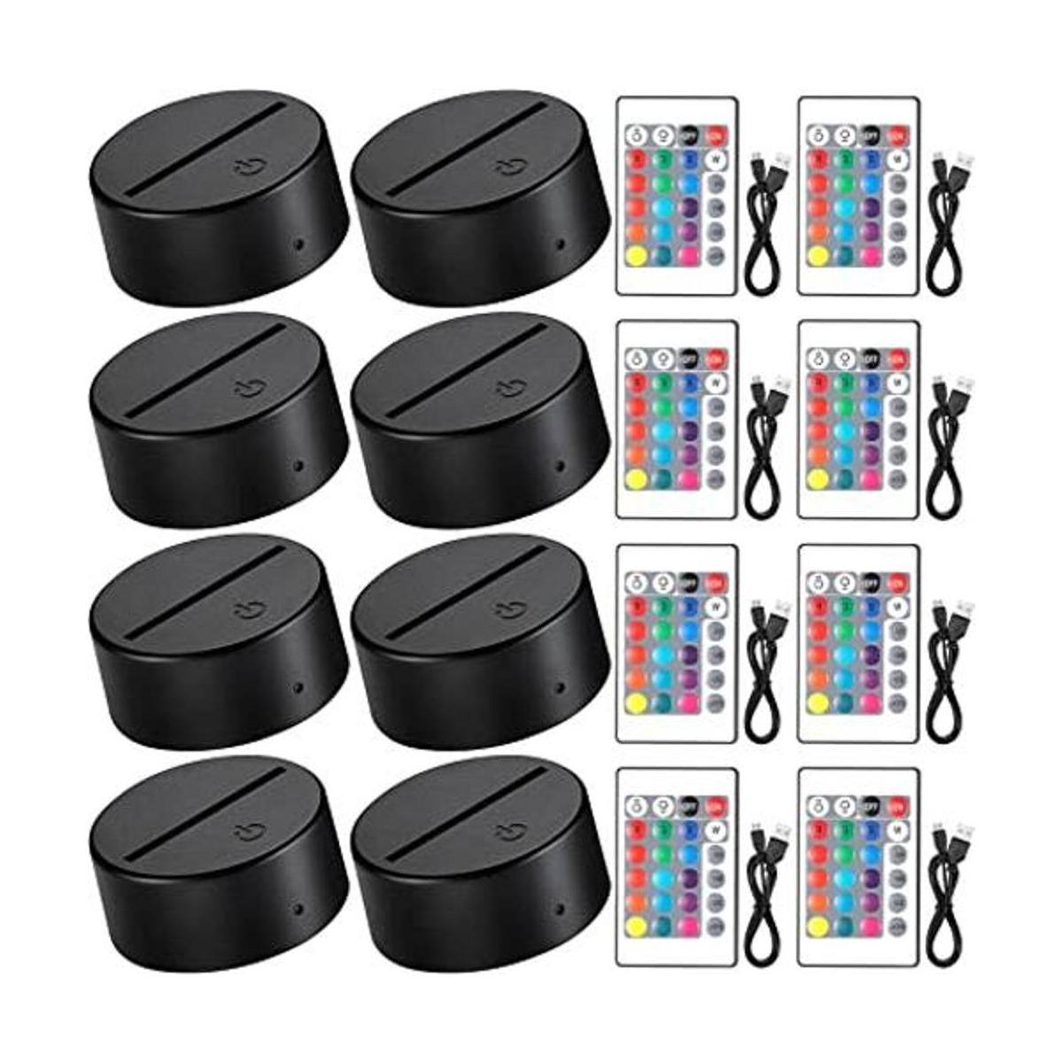 8 piezas de luz LED nocturna 3D base de luz LED base de