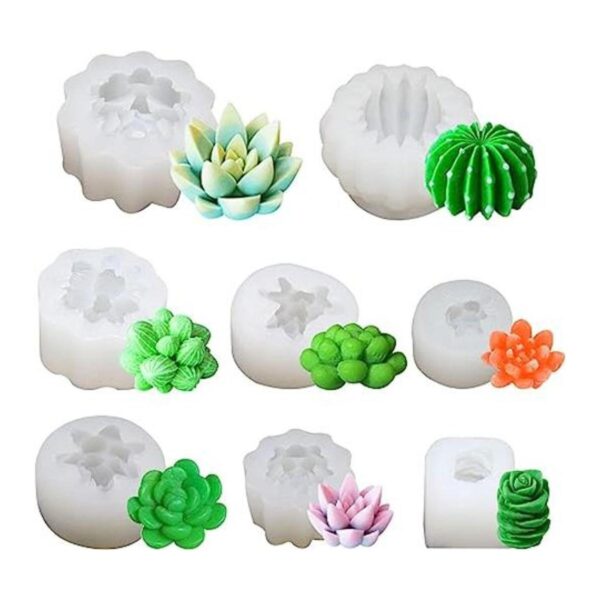 8 piezas suculentas moldes de silicona cactus flor resina