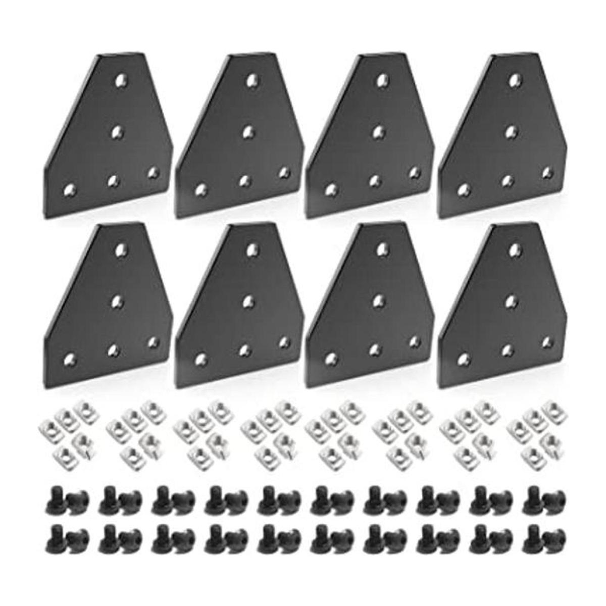 8 placas de unión anodizadas en forma de T de 5 agujeros