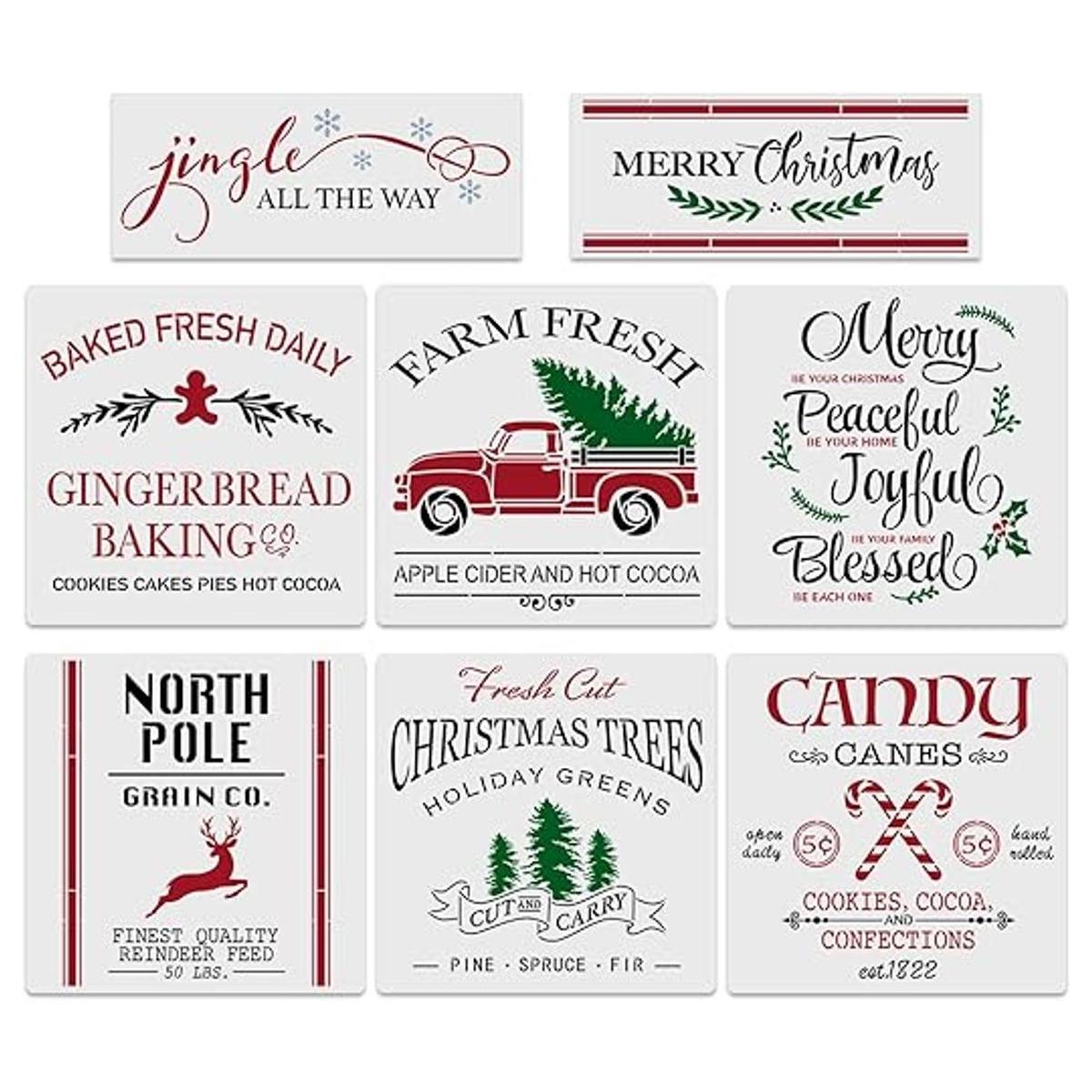 8 plantillas de Navidad grandes de 12 x 12 pulgadas