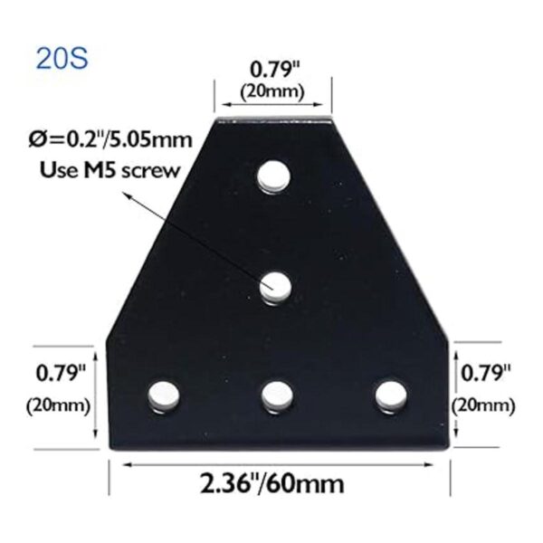 8 placas de unión anodizadas en forma de T de 5 agujeros_3