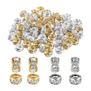80 cuentas de diamantes de imitación de agujero grande de