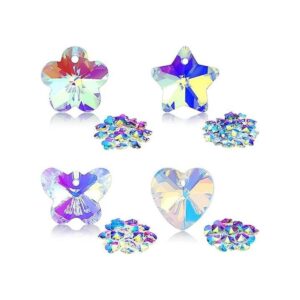 80 cuentas de cristal AB con forma de mariposa corazón