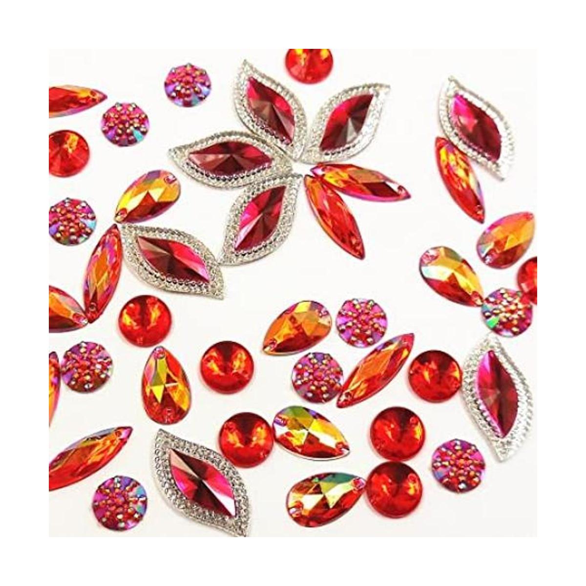 80 piezas de perlas grandes brillantes gemas para coser