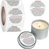800 etiquetas de advertencia de velas de 2 pulgadas velas