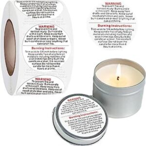 800 etiquetas de advertencia de velas de 2 pulgadas velas