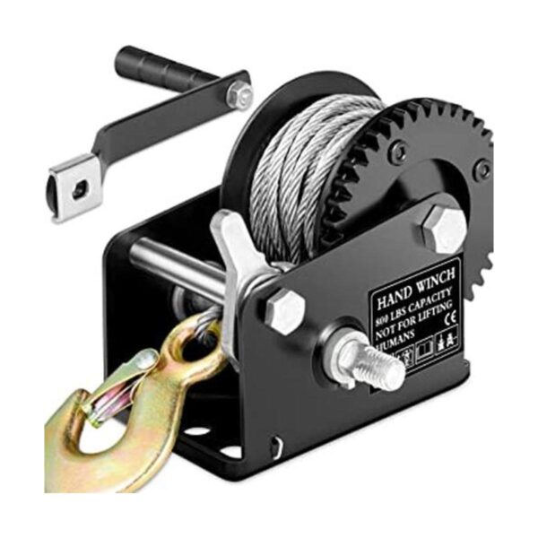800lbs Capacity Heavy Duty Hand Winch Crank Strap Gear