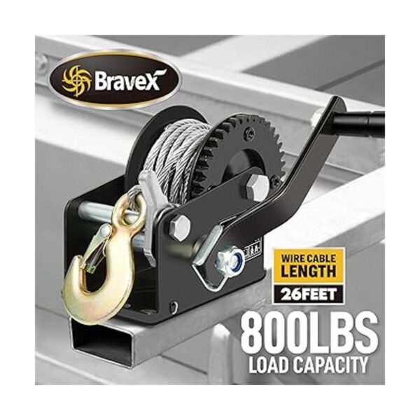 800lbs Capacity Heavy Duty Hand Winch Crank Strap Gear