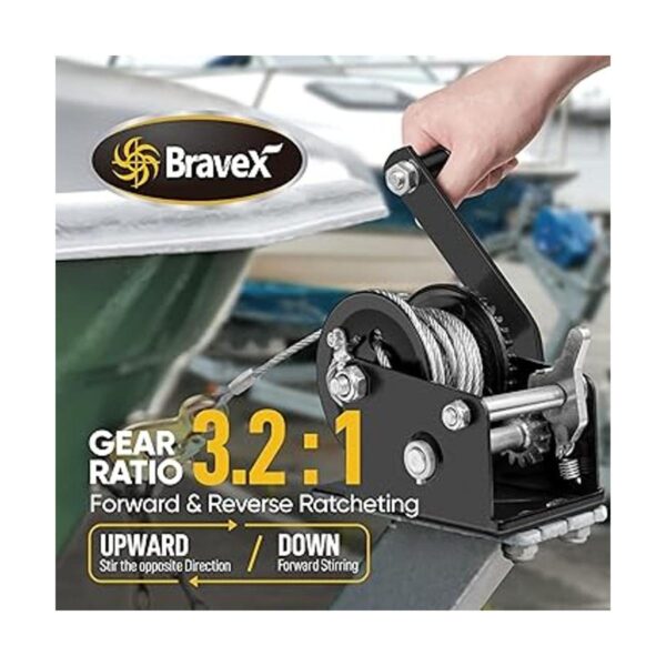 800lbs Capacity Heavy Duty Hand Winch Crank Strap Gear
