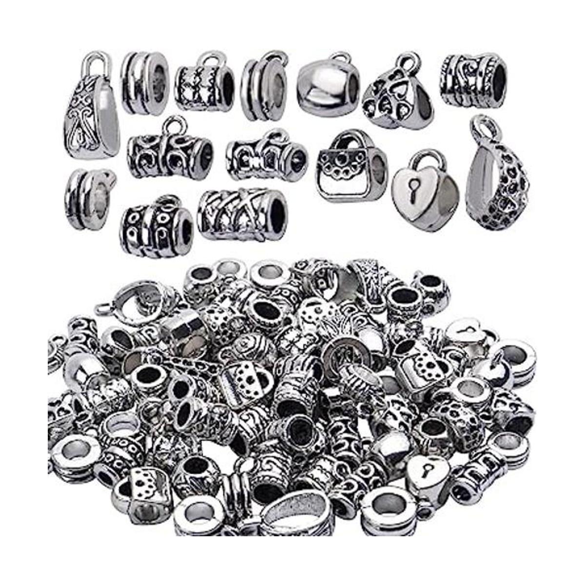 85 piezas de plata antigua fianza pulseras colgantes