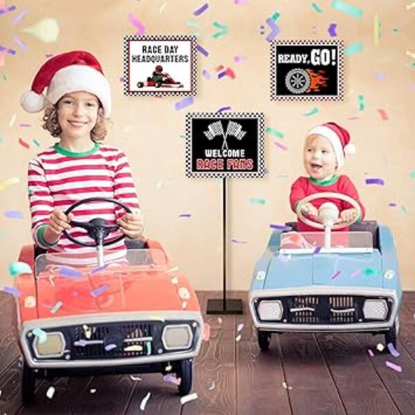 9 piezas de decoración de fiesta de auto de carreras
