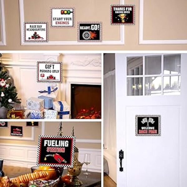 9 piezas de decoración de fiesta de auto de carreras