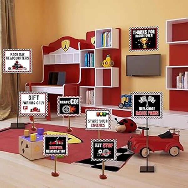 9 piezas de decoración de fiesta de auto de carreras