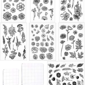 9 piezas serie flor claro sello artesanías flores sellos
