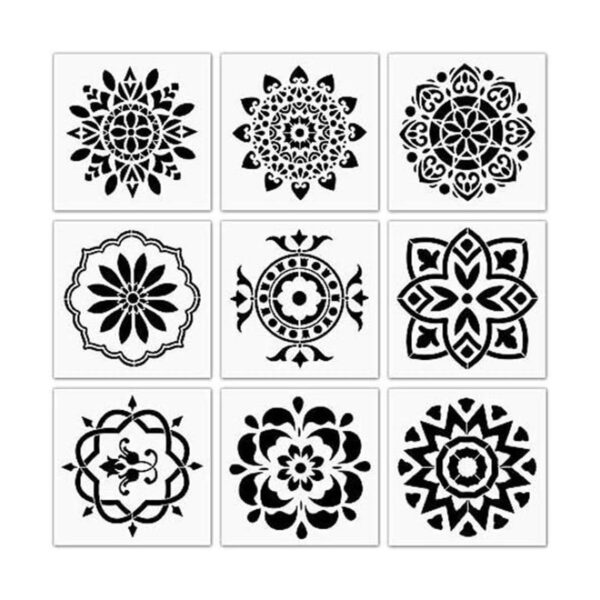 9 plantillas de pintura de plástico estilo retro para_1