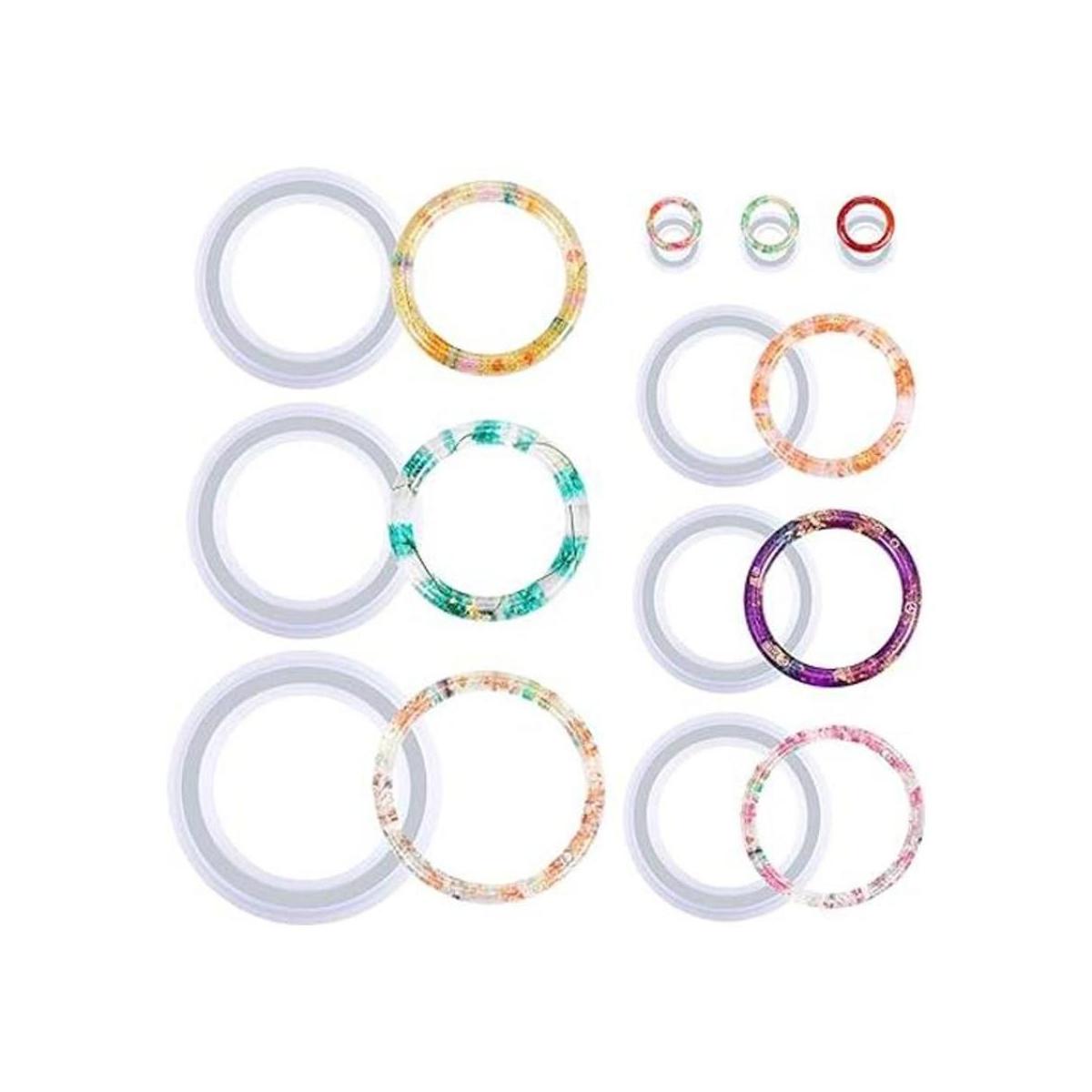 9 piezas de silicona pulsera molde y anillo de resina