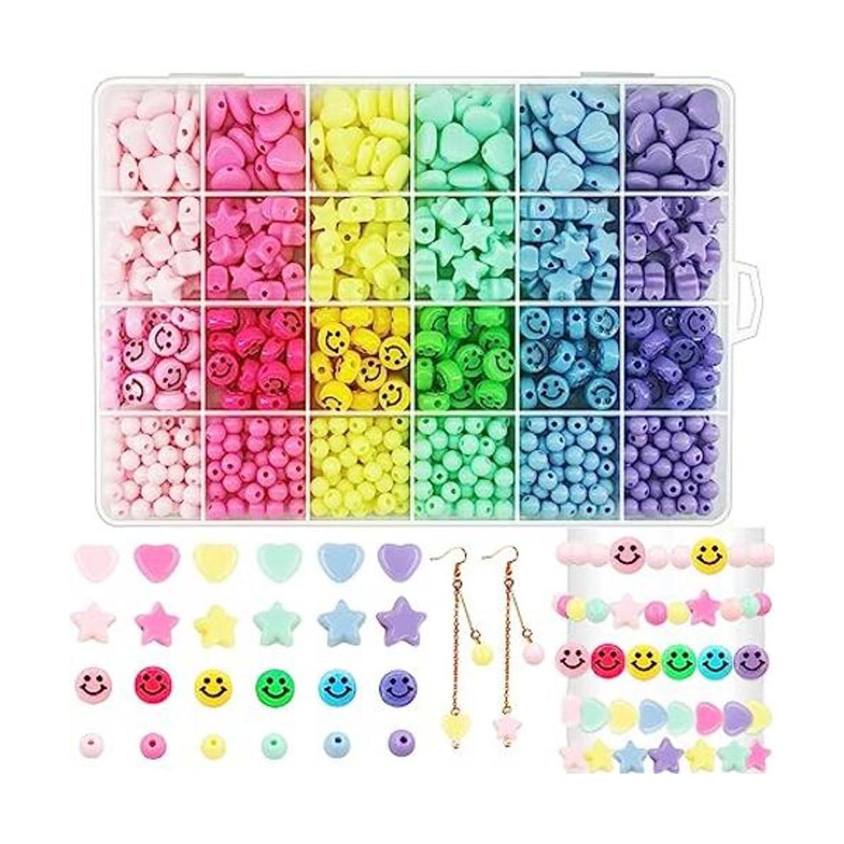 900 cuentas de corazón de acrílico de color caramelo