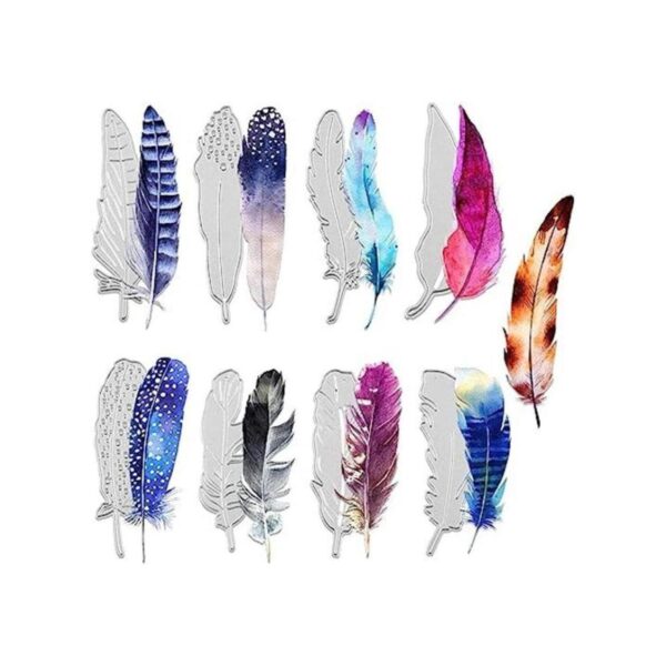 9 troqueles de corte de plumas plantillas de repujado de