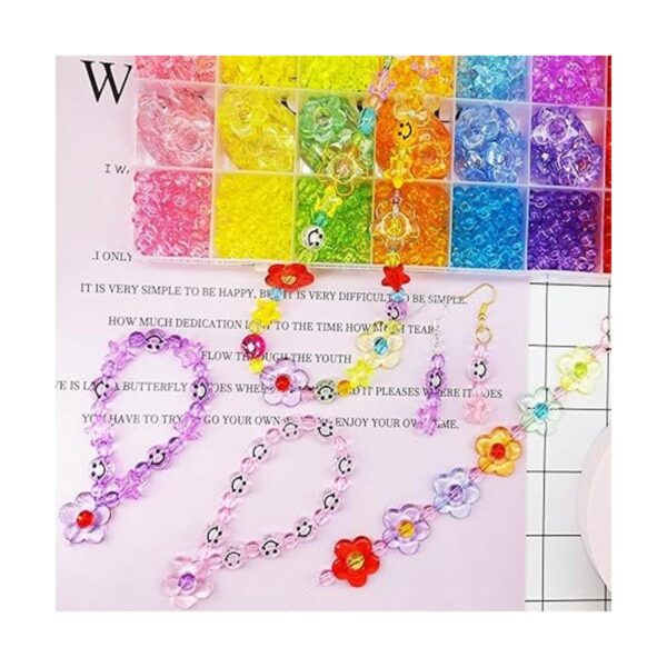 959 cuentas de flores transparentes con cara sonriente