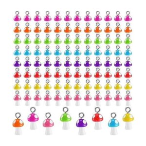 96 piezas de dijes de hongos coloridos de resina de hongos