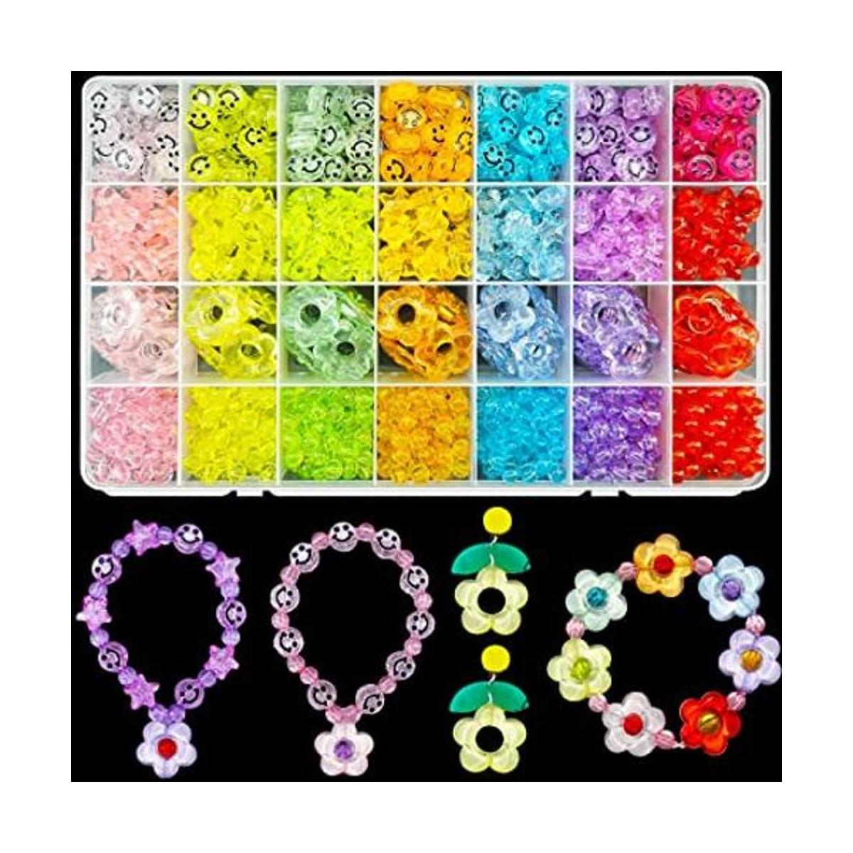 959 cuentas de flores transparentes con cara sonriente