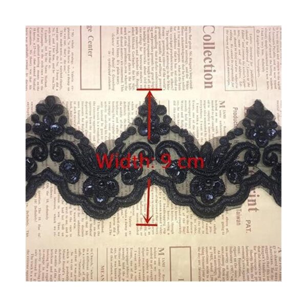 9CM Width Bead Little Wave Pattern Inelastic Embroidery_2